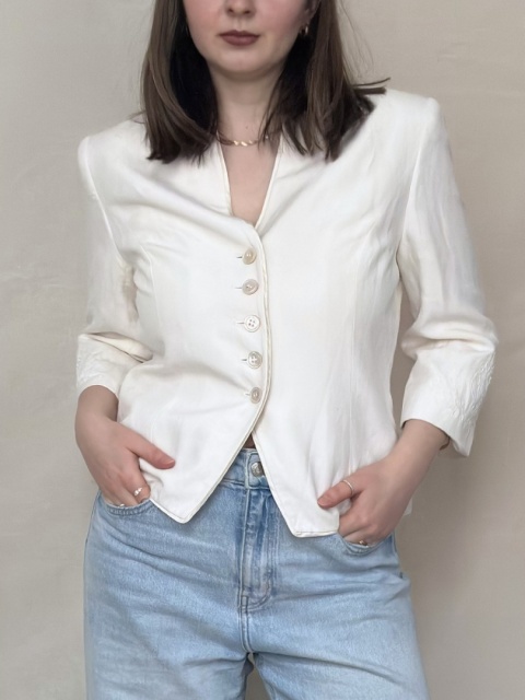 Jedwabno-lniany żakiet vintage